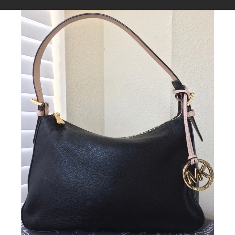 Michael Kors black leather shoulder bag